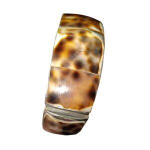 Vintage Cowrie Seashell Cuff Bracelet Stainless Steel Handmade